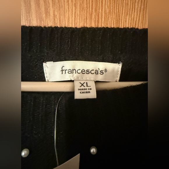 Francescas’s Beverly Pearl Embellished Cable Pullover Sweater Black - Picture 5 of 6